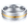 Men's Grooved Center Brushed Stainless Steel Band Ring