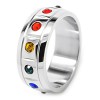 Bague anneau en acier zirconium arc en ciel
