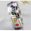 Bague anneau en acier zirconium arc en ciel