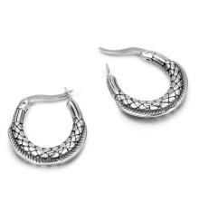 Men's stainless steel scale earrings - pair