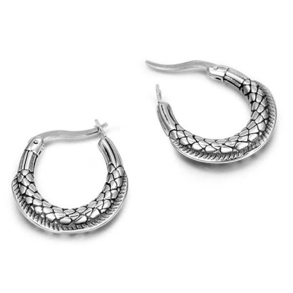 Men's stainless steel scale earrings