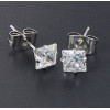Boucles d'oreilles homme clous carres acier zirconium - paire