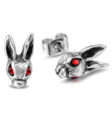 Men's rabbit head Stainless Steel Cubic Zirconia Inlay Stud Earrings