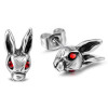 Men's rabbit head Stainless Steel Cubic Zirconia Inlay Stud Earrings