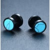 Men's Black Stainless Steel Stud Earrings turquoise Inlay