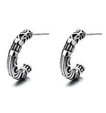 Men's Sterling Silver Bali Hoop Studs Earrings