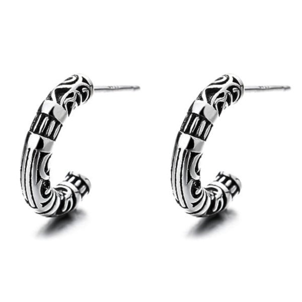 Men's Sterling Silver Bali Hoop Studs Earrings