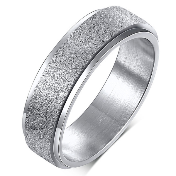 Men's Sandy Stainless Steel Spinner Custom engraving Ring