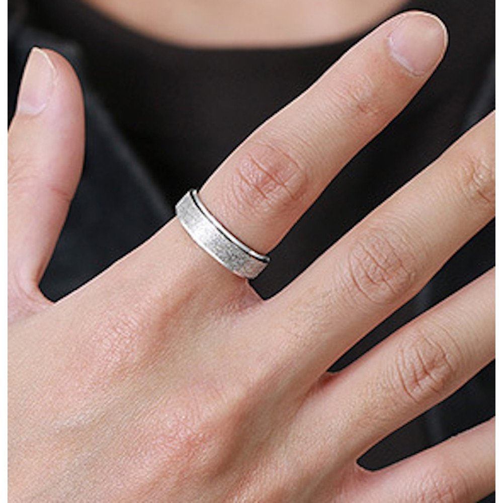 Bague De Fiançailles Anti-stress En Argent Sterling 925 Tournante - Simple Et Bombée - Neuf