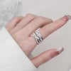 Anello da falange lucido da donna in argento ad anello aperto