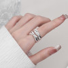 Women's Sterling Silver Polished Minimalist Chased Open Ring