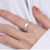 Bague argent ouvert ajustable concave martele