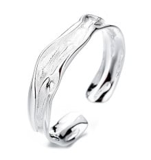 Women's Sterling Silver Concave Hammered Open Ring