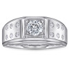 Bague chevaliere argent plaque rhodium zirconium homme femme