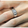 Bague chevaliere argent plaque rhodium zirconium homme femme