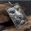 Pendentif homme argent plaque tete de tigre