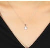 Rhodium Plated Sterling Silver Opal Zirconia Pendant Necklace