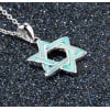 Rhodium Plated Sterling Silver Opal Star of David Pendant Necklace