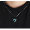 Opal-Davidstern-Kettenanhänger aus Rhodiumsilber
