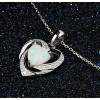 Opal-Zirkonium-Herz-Silberkettenanhänger