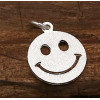 Pendentif argent brosse plaque rond Smiley sourir