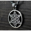 Men's Sterling Silver Star of David Round Pendant