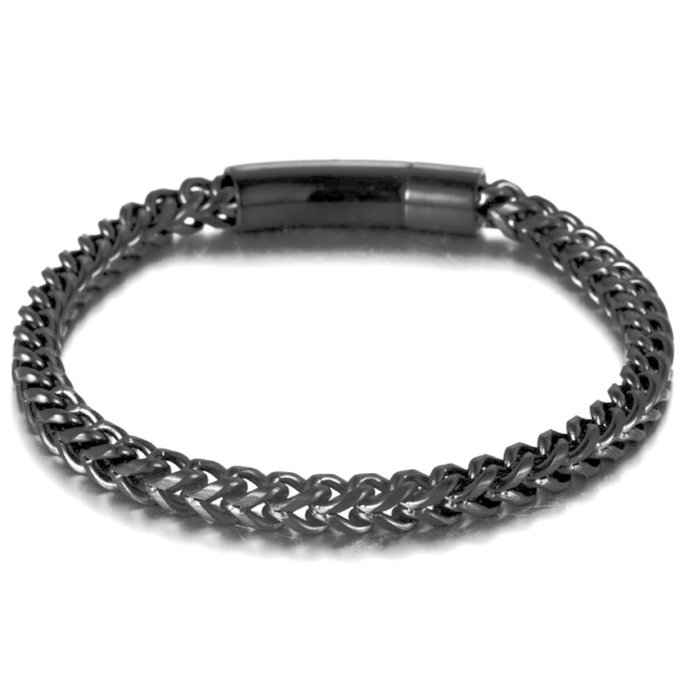 Herren-Kettenarmband aus schwarzem, plattiertem Stahl