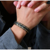 Bracelet homme 2 tons acier noir brosse aimante