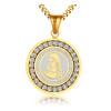Pendentif medaille de bapteme marie vierge Acier plaque or graver personnaliser