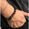 Men's Black Onyx opal beads elastic cross Bracelet