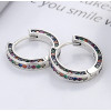 Silver hoop earrings for men and women with zirconium paving