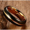 Black Golden Tungsten Carbide Grooved Wedding Band Ring