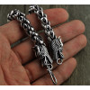 Men's solid silver double-headed dragon bracelet