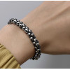 Men's solid silver double-headed dragon bracelet