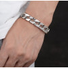 Men's Sterling Silver Cuba Chain Celtic Pattern Bracelet