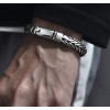 Men's sterling silver braided chain biker bracelet