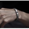 Bracelet homme argent massif maille tresse biker motard