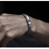 Men's sterling silver braided chain biker bracelet