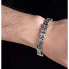 Men's Sterling Silver Braided Chain Cross Links Bracelet