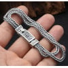 Men's Sterling Silver Double Braided Chain Celtic Cross Bracelet