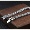 Men's Sterling Silver Double Braided Chain Celtic Cross Bracelet