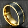 Men's Black Brushed Tungsten Grooved Band Ring