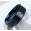 Brushed Black Blue Tungsten Zirconia Inlay Band Ring