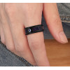 Brushed Black Blue Tungsten Zirconia Inlay Band Ring