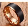 Men's Brushed Black Tungsten Gold Plated Band Ring