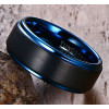 Bague tungstene homme finition brosse noir bleu