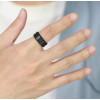 Bague tungstene noire brossee rainure plaque bleu a graver