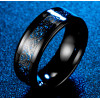 Bague homme anneau noir tungstene motif celtique fibre de carbone bleu