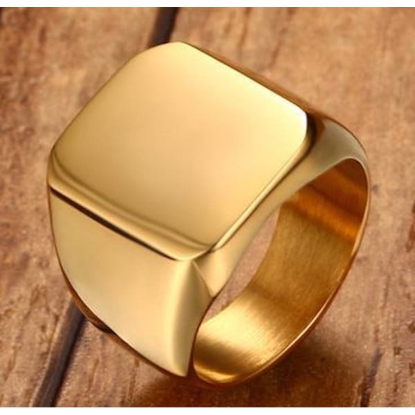 Men's Stainless Steel Gold Plated Signet Ring