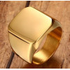 Men's Stainless Steel Gold Plated Custom Engraving Signet Ring